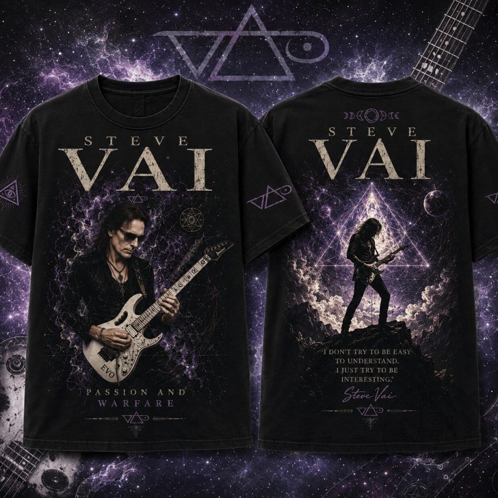 Steve Vai Passion and Warfare Cosmic Guitarist Black T-Shirt Steve Vai Passion and Warfare Cosmic Guitarist Black T-Shirt