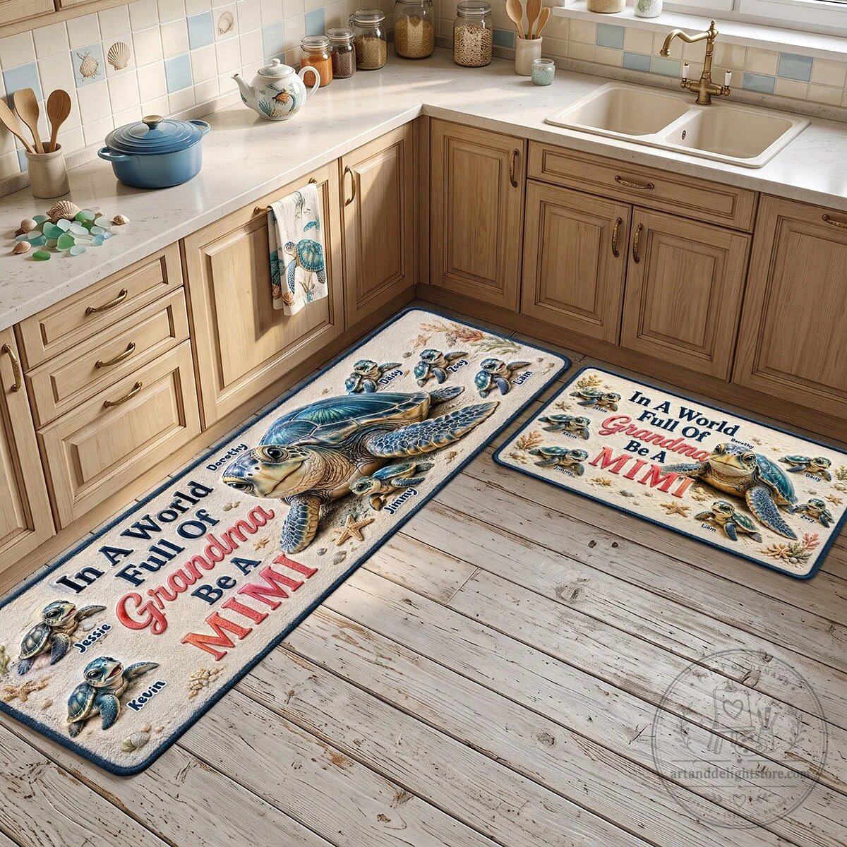 Personalized Sea Turtle Family In A World Full Of Grandma Be A Mimi Kitchen Rug 6 Personalized Sea Turtle Family In A World Full Of Grandma Be A Mimi Kitchen Rug
