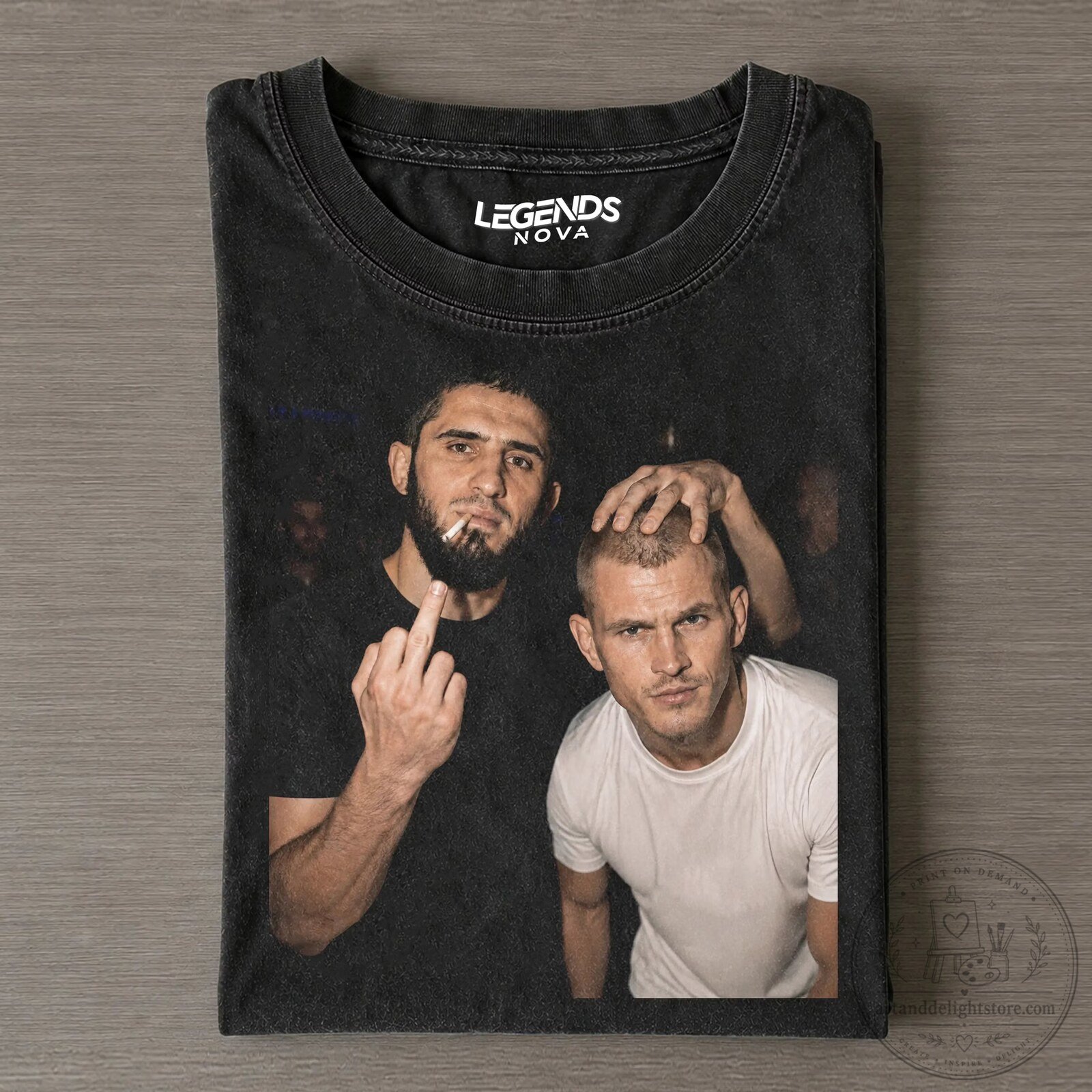 Islam Makhachev and Ian Machado Garry UFC Fighter Black T-Shirt