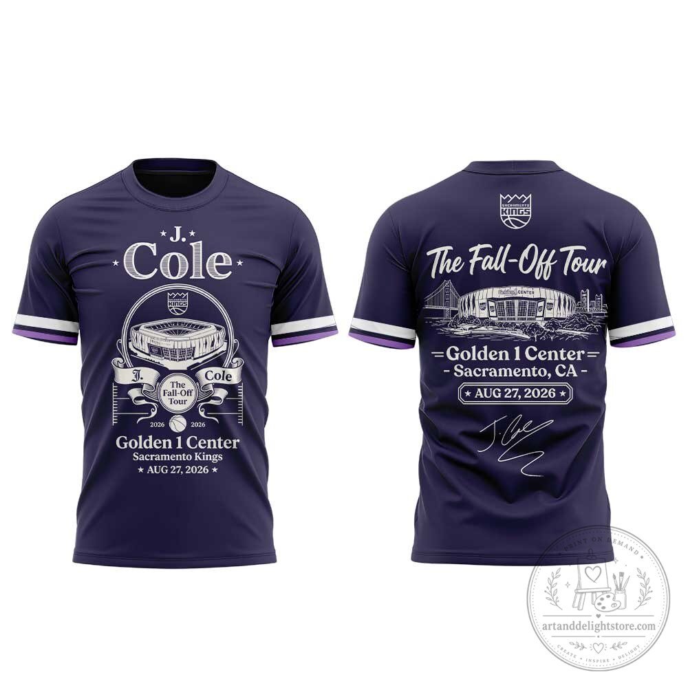 J. Cole The Fall Off Tour 2026 Golden 1 Center Sacramento Kings T-Shirt 4 J. Cole The Fall Off Tour 2026 Golden 1 Center Sacramento Kings T-Shirt