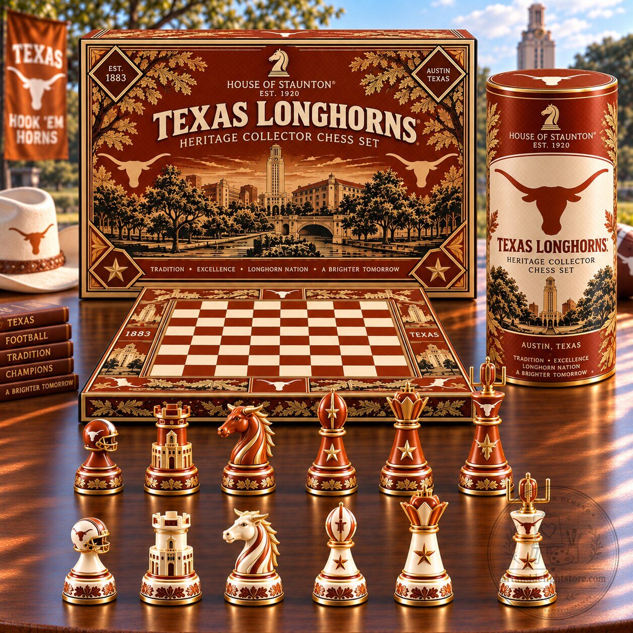 Texas Longhorns Heritage Collector Chess Set, University of Texas at Austin Board Game