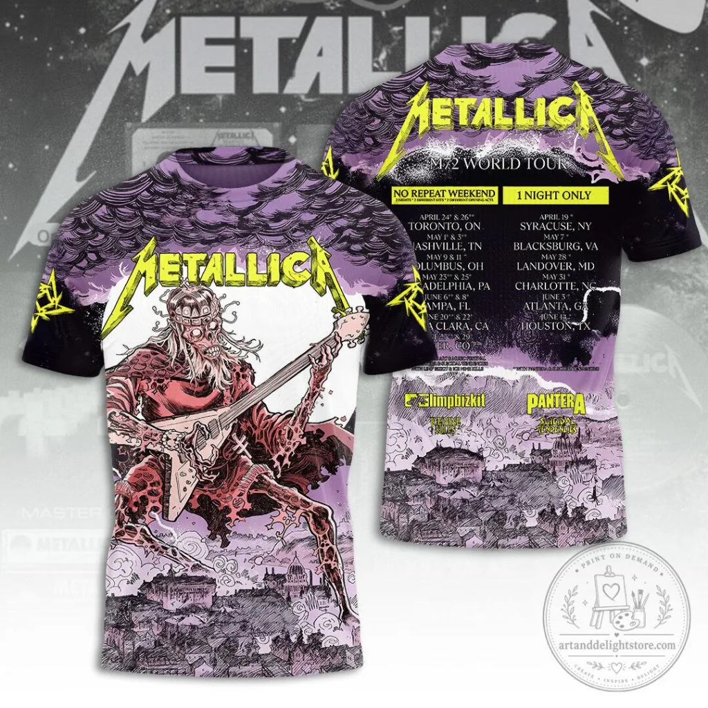 Graphic T-Shirt Featuring Metallica M72 World Tour 2023 Concert Schedule
