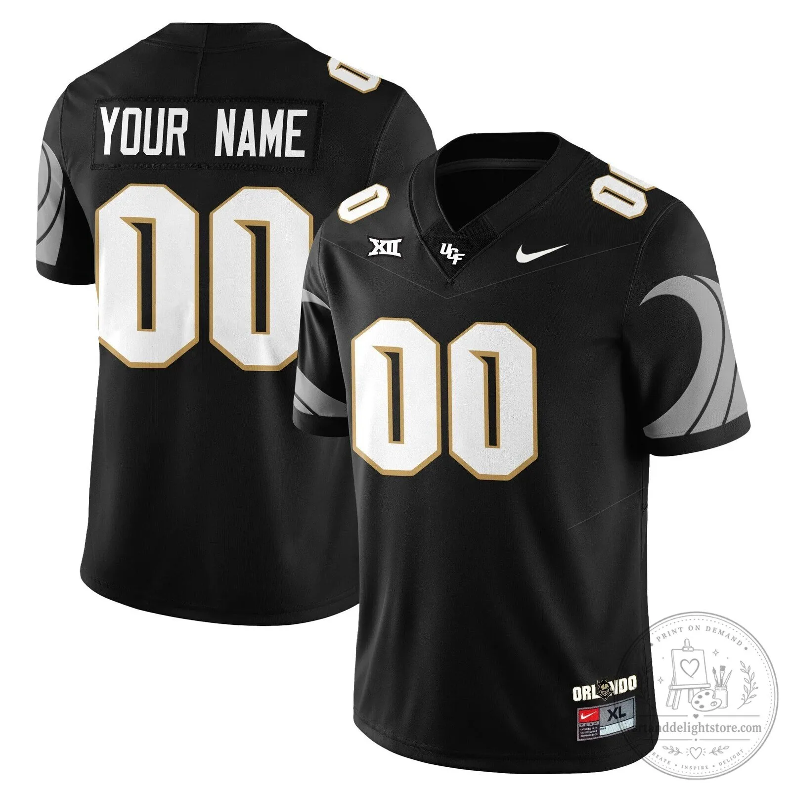 Custom UCF Football 2025 Core Uniform Black and White Jersey 4 Custom UCF Football 2025 Core Uniform Black and White Jersey