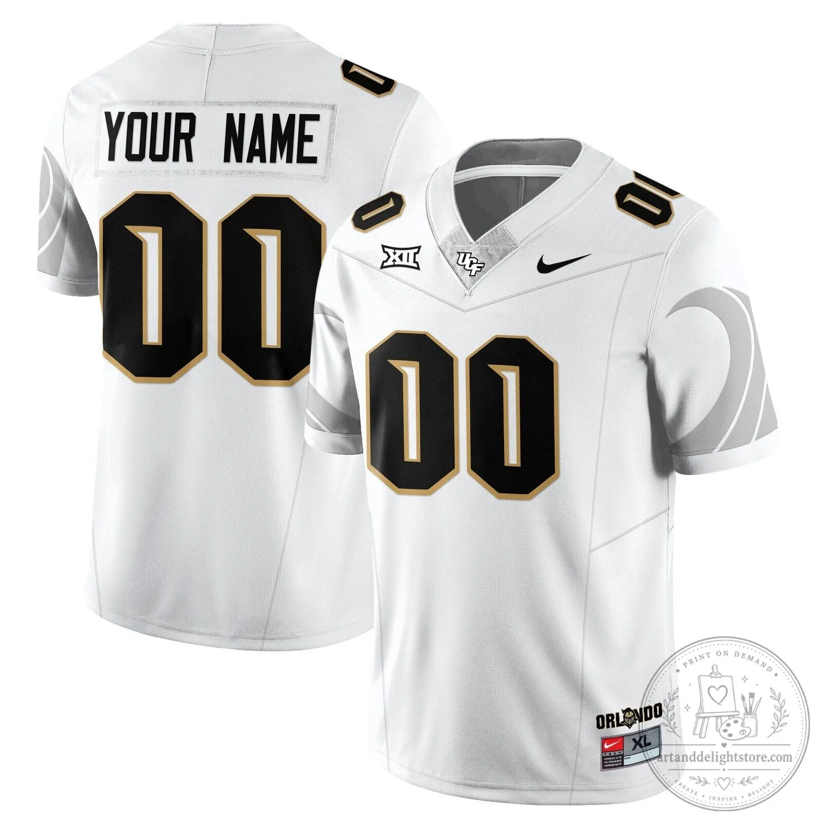 Custom UCF Football 2025 Core Uniform Black and White Jersey 5 Custom UCF Football 2025 Core Uniform Black and White Jersey