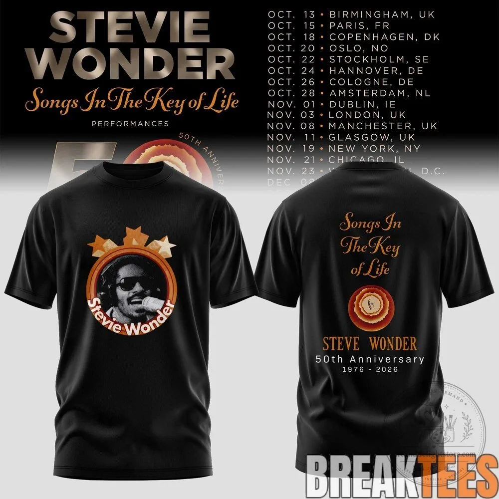 50th Anniversary Tour T-Shirt for Songs in the Key of Life by Stevie Wonder
