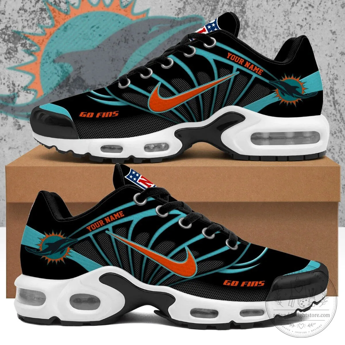 Miami Dolphins Custom Name Air Max Style Running Shoes