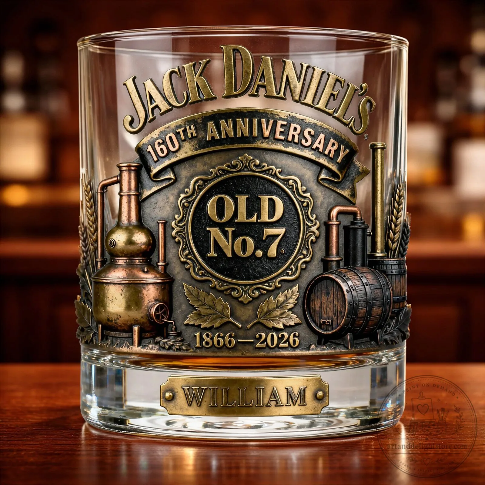 Jack Daniel's Old No. 7 160th Anniversary Personalized Whiskey Drinking Glass