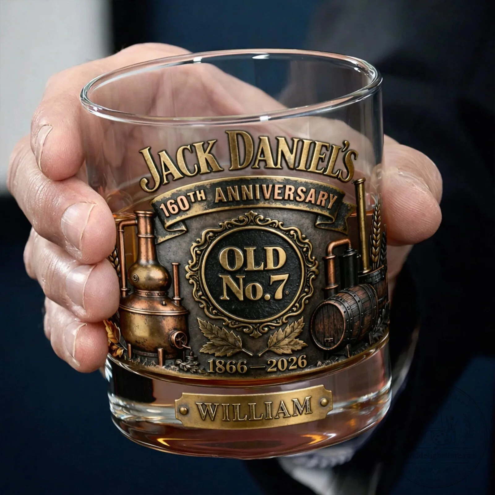 Jack Daniel's Old No. 7 160th Anniversary Personalized Whiskey Drinking Glass 6 Jack Daniel