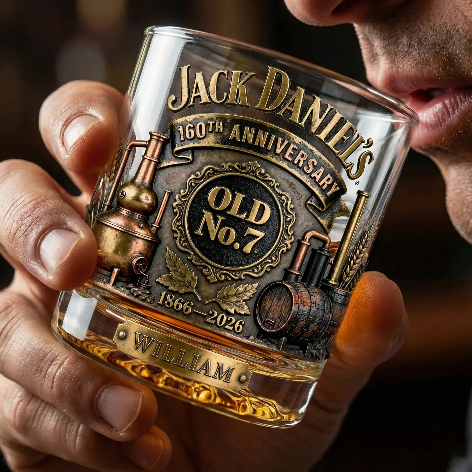 Jack Daniel's Old No. 7 160th Anniversary Personalized Whiskey Drinking Glass 7 Jack Daniel