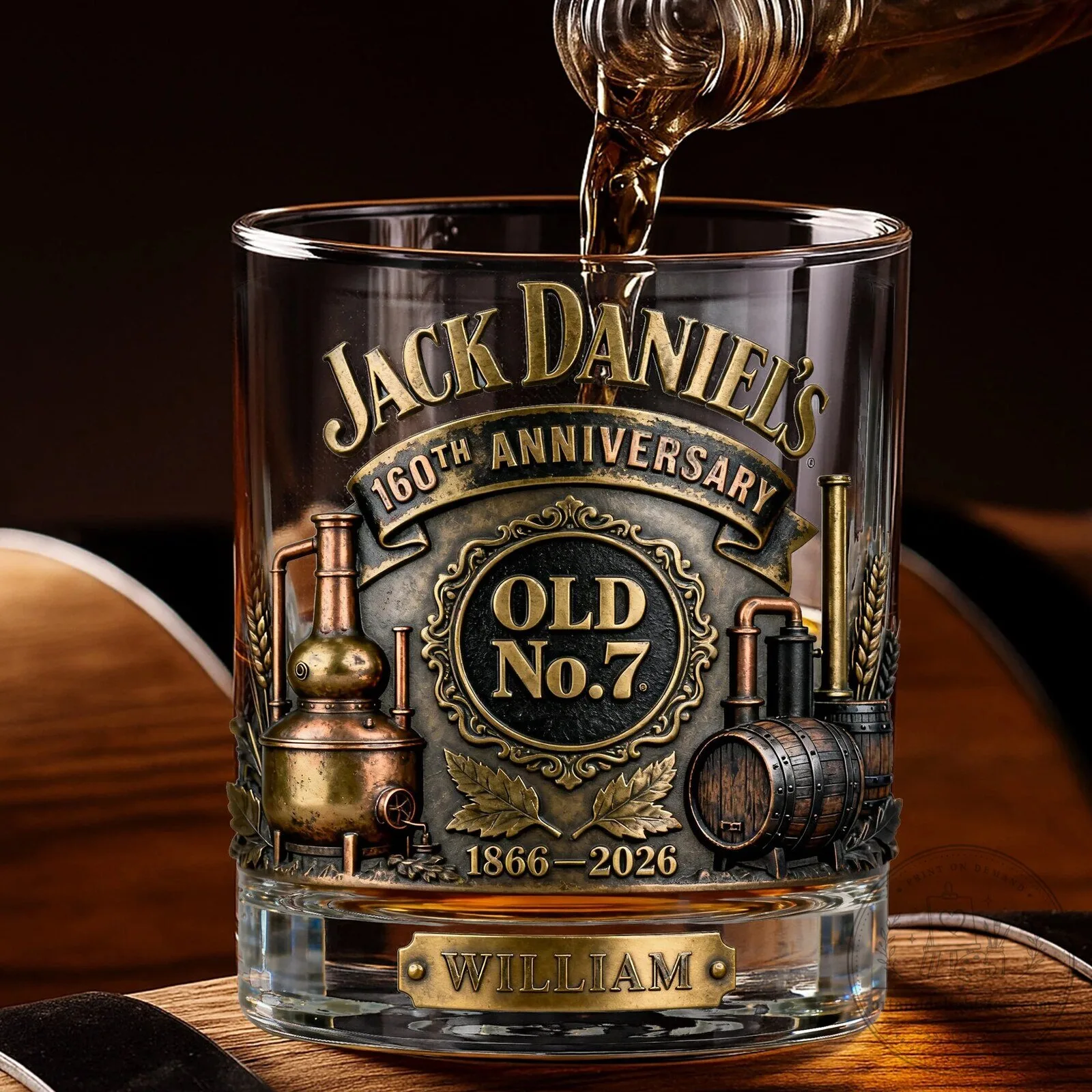Jack Daniel's Old No. 7 160th Anniversary Personalized Whiskey Drinking Glass 8 Jack Daniel