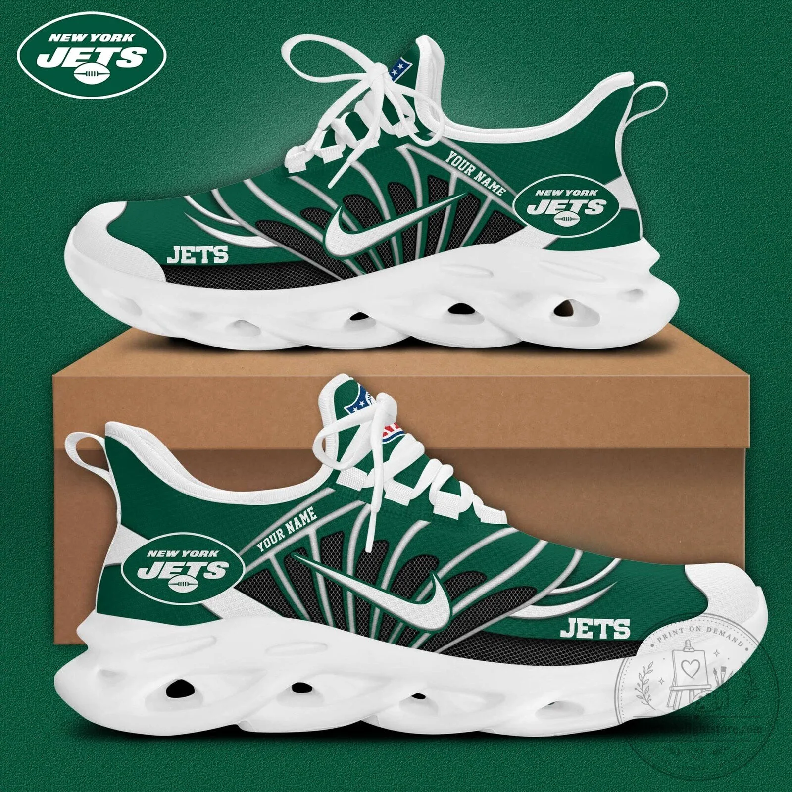 New York Jets Personalized Max Soul Shoes Custom Name Team Fan Gift