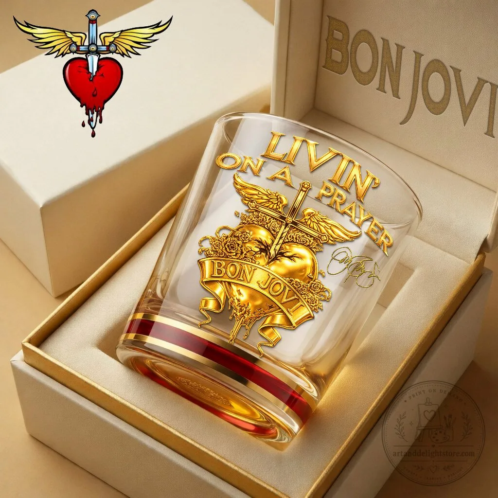 Bon Jovi Livin' on a Prayer Rock Band Whiskey Glass