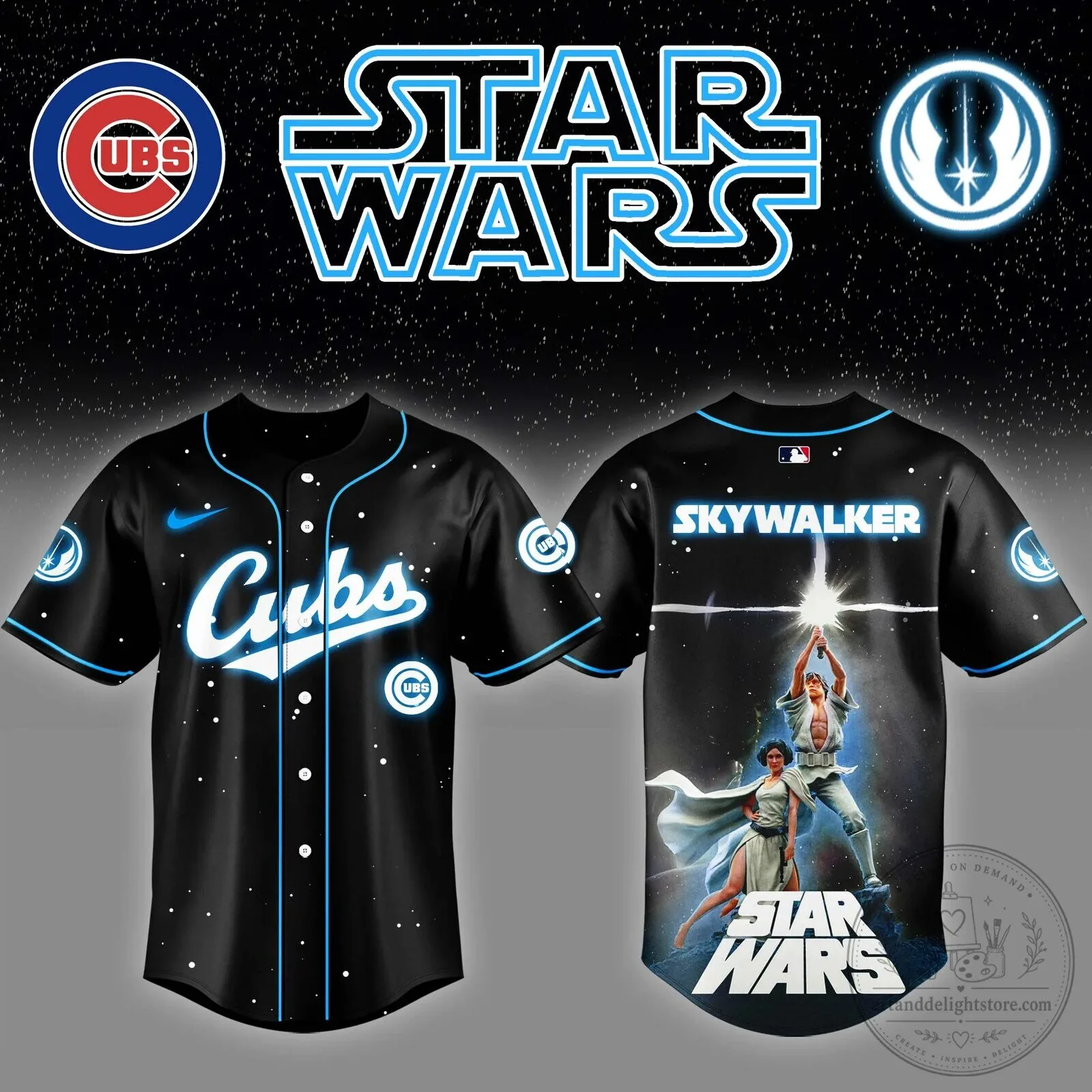 Skywalker Chicago Cubs Star Wars Baseball Jersey for Men