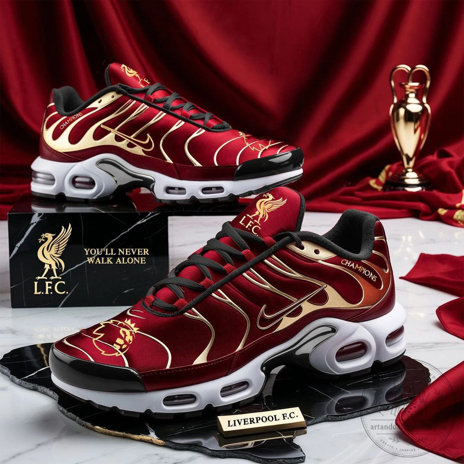 Liverpool Football Club Champions Red and Gold Athletic Sneakers