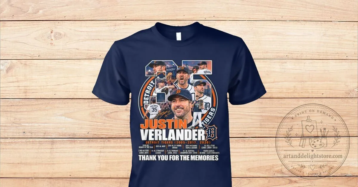 Justin Verlander Detroit Tigers Thank You For The Memories T-Shirt