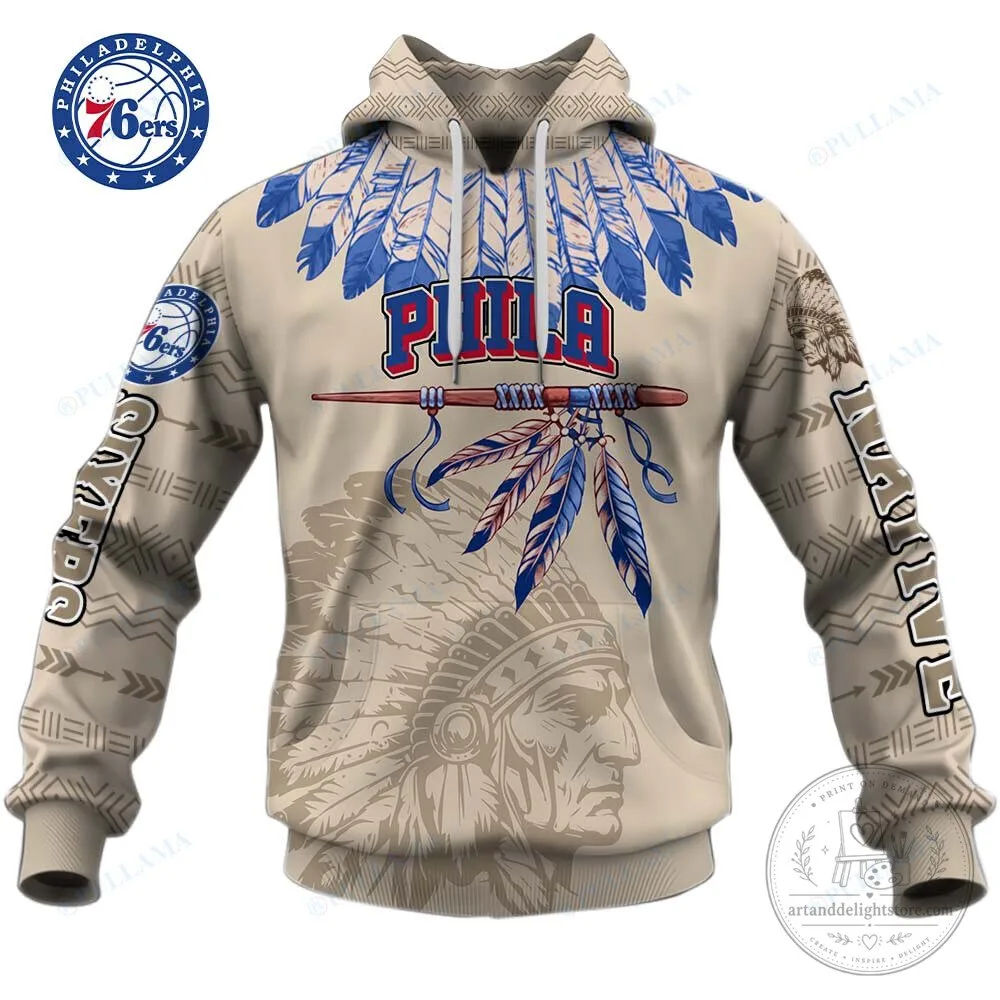 Philadelphia 76ers Native American Chief Feathers Hoodie