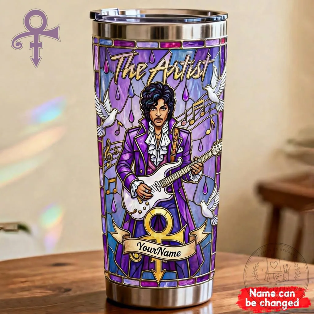Prince The Artist Stained Glass Design Stainless Steel Tumbler Prince The Artist Stained Glass Design Stainless Steel Tumbler