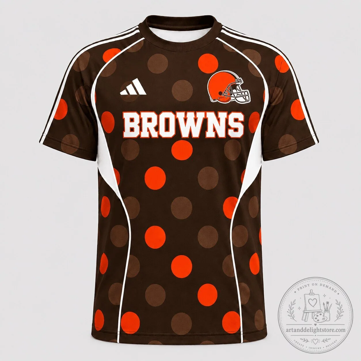 Cleveland Browns Football Team Polka Dot Pattern Short Sleeve Sports Jersey