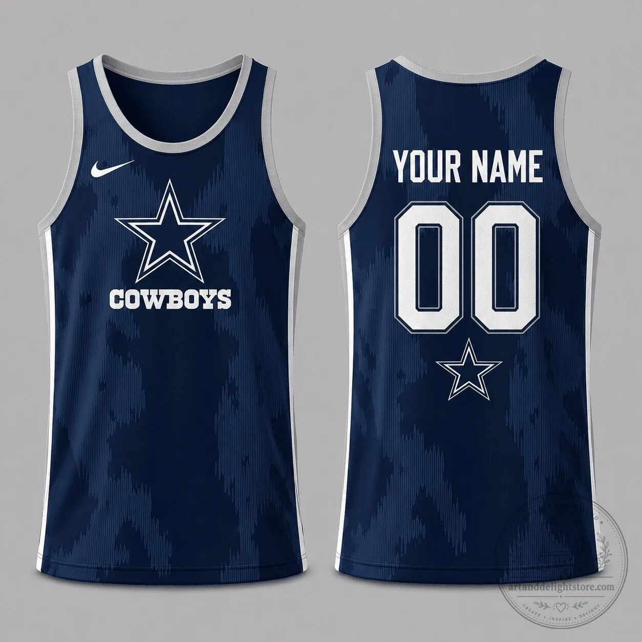 Dallas Cowboys Personalized NFL Football Team Navy Blue Athletic Tank Top