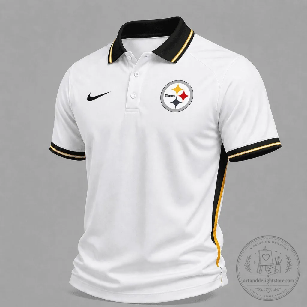 Pittsburgh Steelers White Classic Gameday Fan Polo Shirt for Men Pittsburgh Steelers White Classic Gameday Fan Polo Shirt for Men