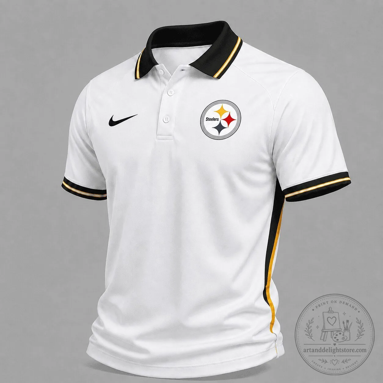 Pittsburgh Steelers White Classic Gameday Fan Polo Shirt for Men 1 Pittsburgh Steelers White Classic Gameday Fan Polo Shirt for Men