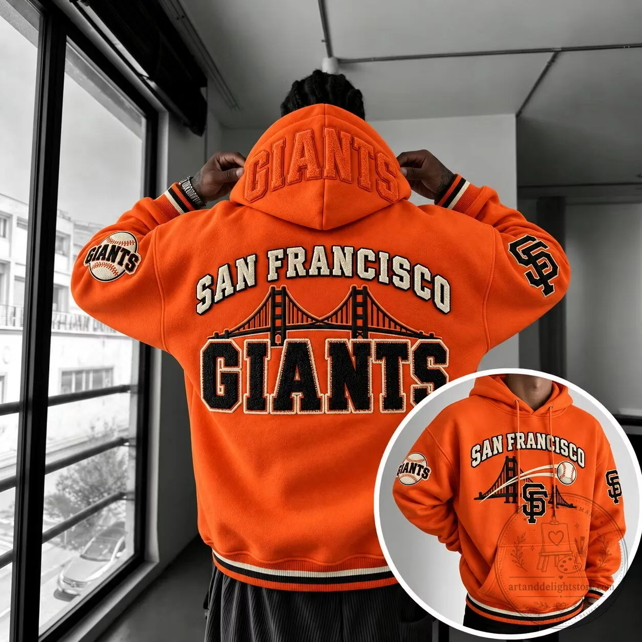 San Francisco Giants Baseball Team Orange Varsity Style Hoodie