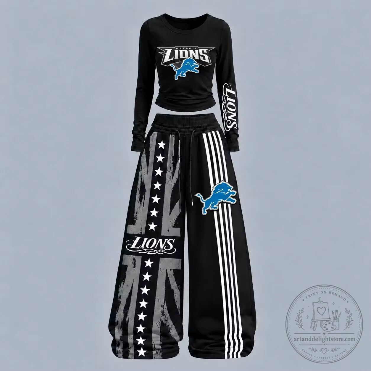 Detroit Lions Women's Long Sleeve Shirt and Pants Set