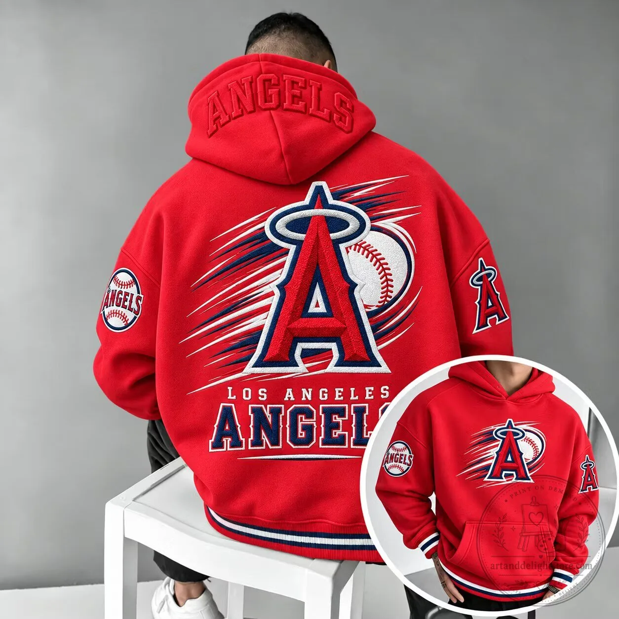 Los Angeles Angels Baseball Team Red Oversized Hoodie