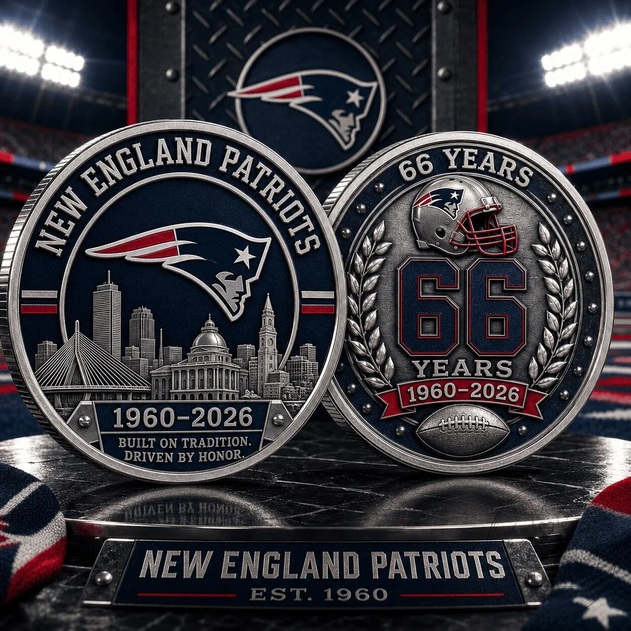 New England Patriots 66 Years 1960-2026 Anniversary Commemorative Coin