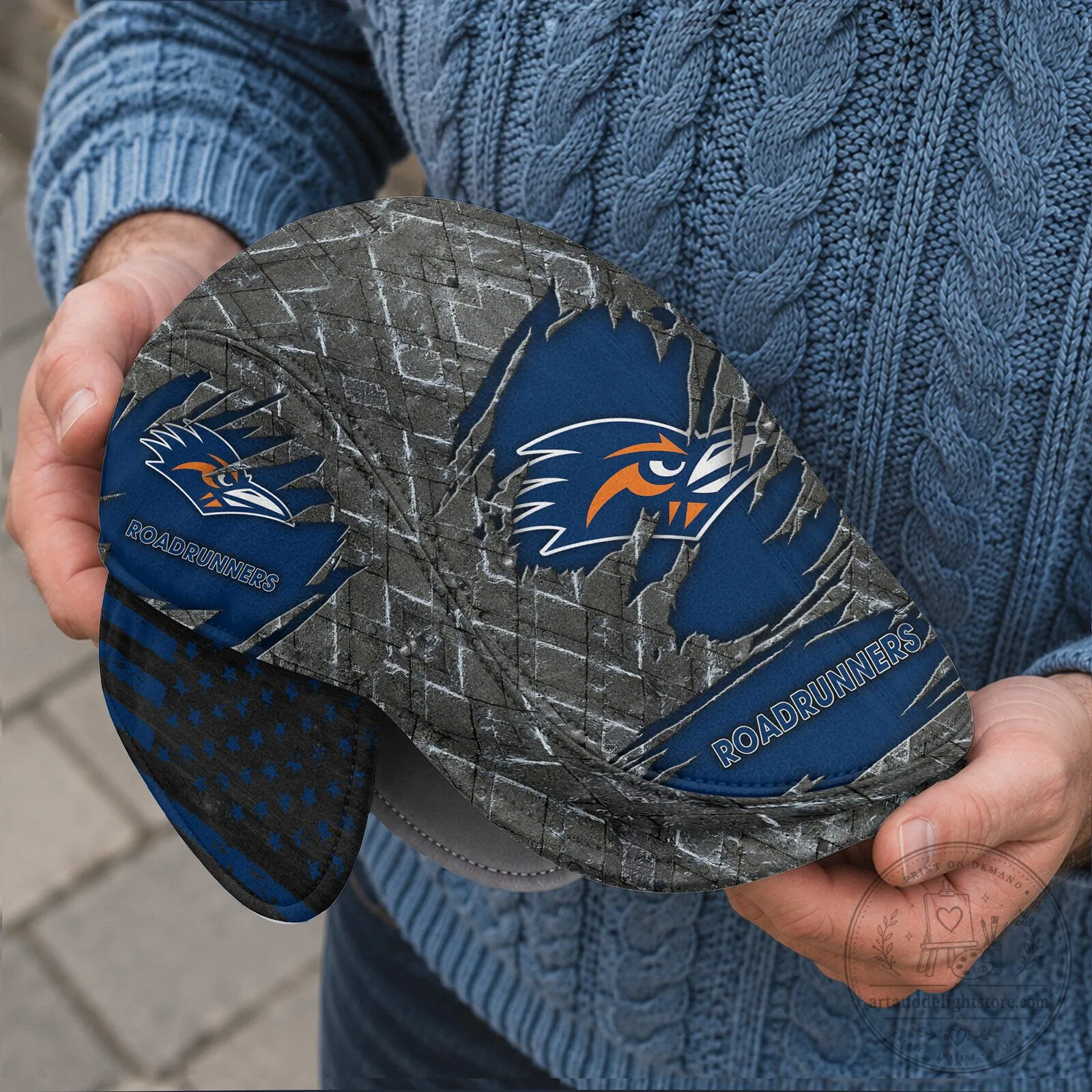 UTSA Roadrunners Flat Cap with Foldable Ear Flaps 6 UTSA Roadrunners Flat Cap with Foldable Ear Flaps