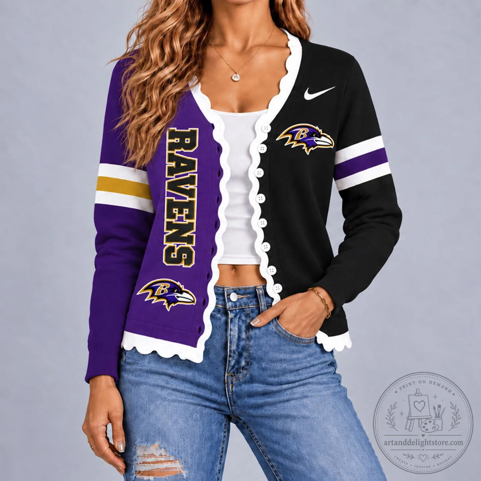 Baltimore Ravens Football Team Women's Cardigan Sweater