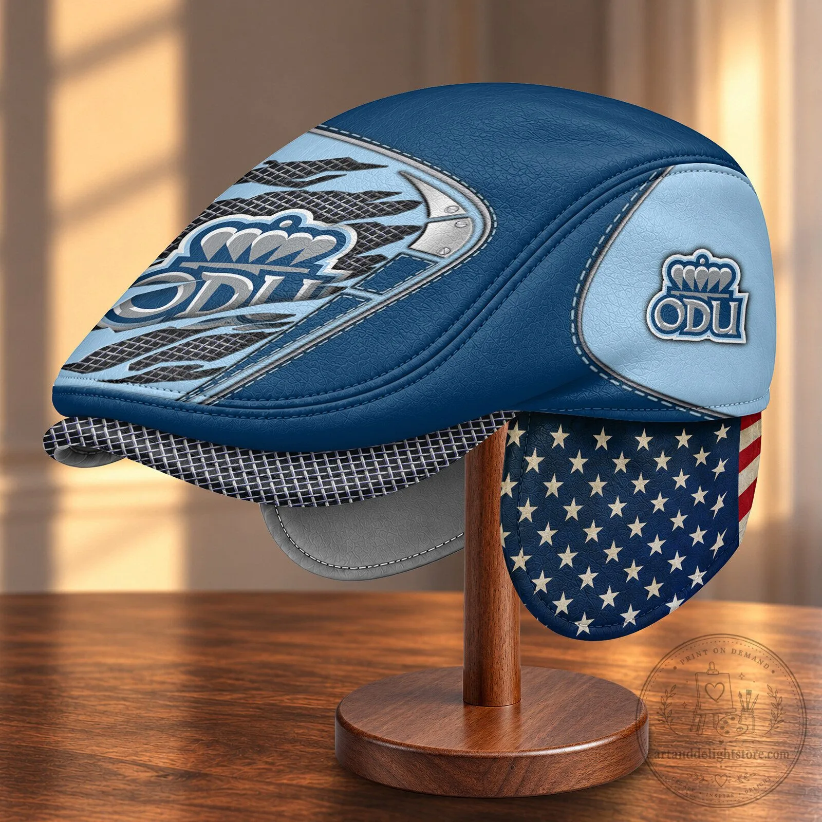 Old Dominion Monarchs NCAA Flat Cap with Foldable Ear Flaps