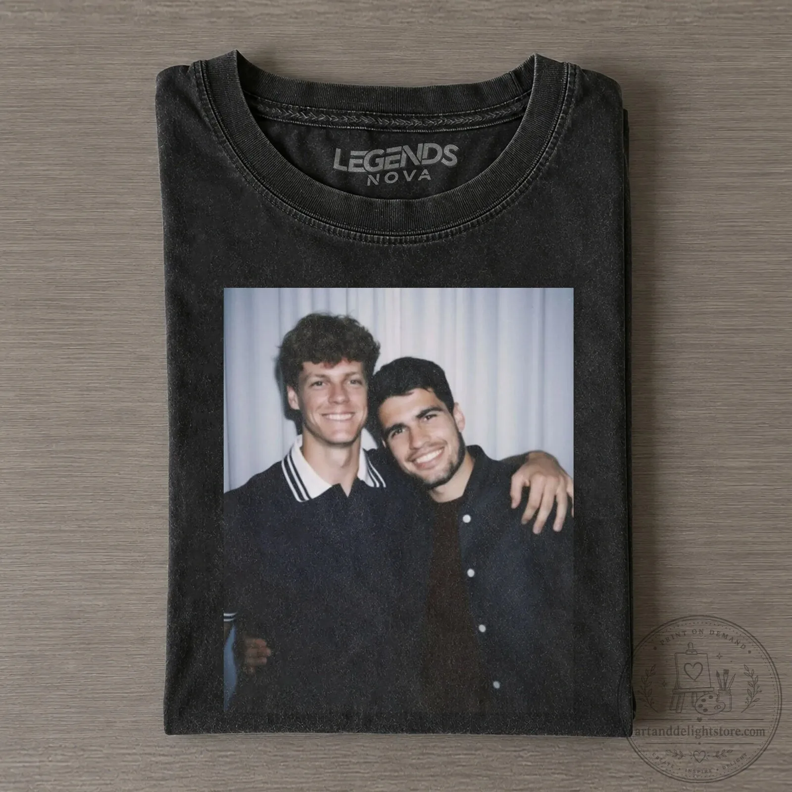 Graphic Tee Celebrating Tennis Icons Carlos Alcaraz and Jannik Sinner