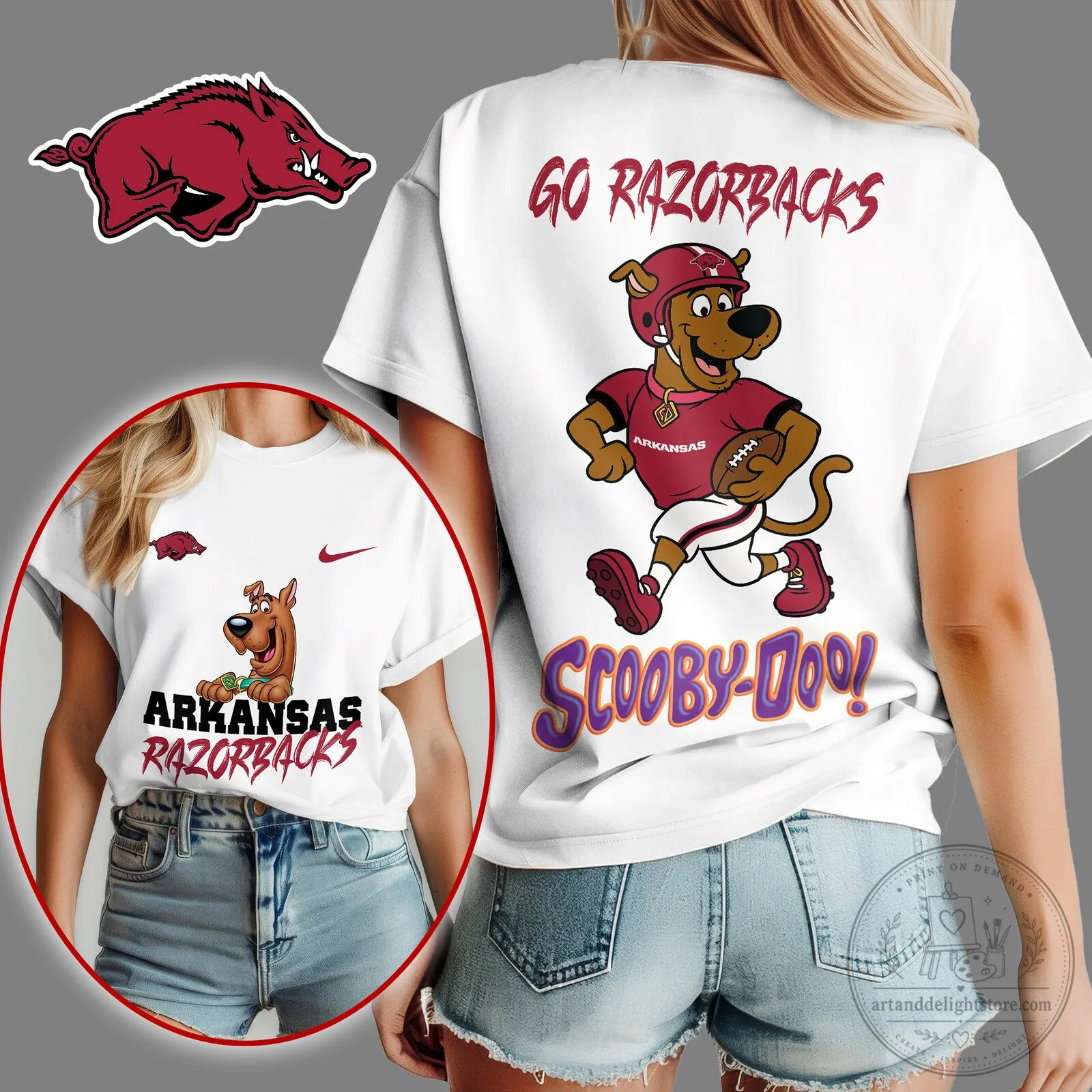 Arkansas Razorbacks Fan Shirt Scooby-Doo Football Team Graphic T-Shirt