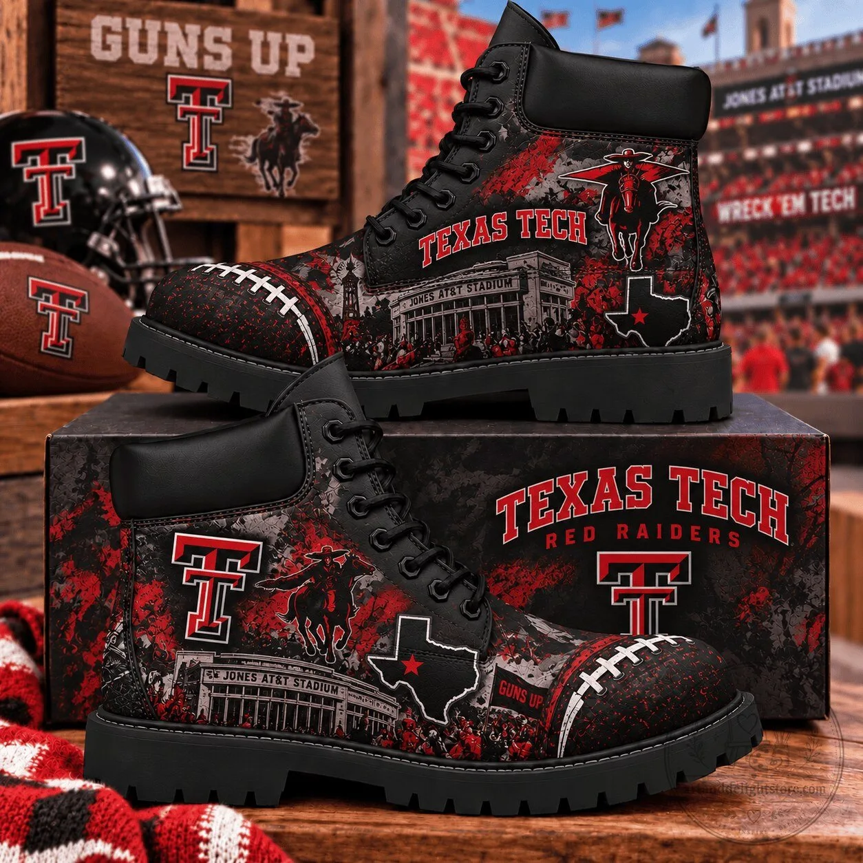 Texas Tech Red Raiders Football Fans High-Top Boots 1 Texas Tech Red Raiders Football Fans High-Top Boots