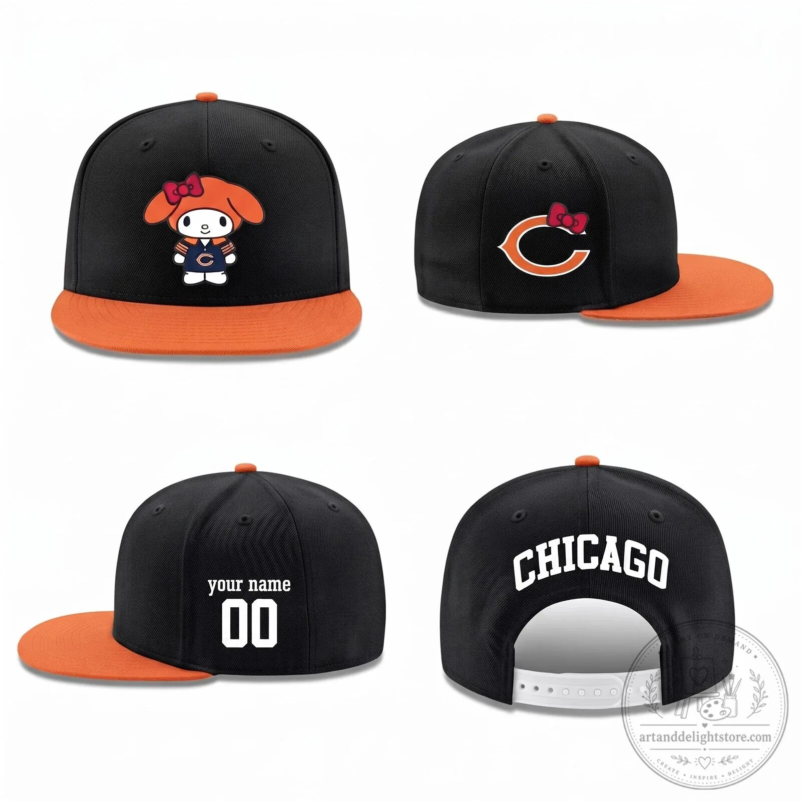 Chicago Bears My Melody Sanrio Hello Kitty Personalized Snapback Cap Hat