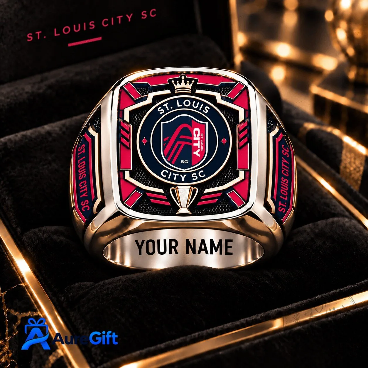 St. Louis City SC Personalized Gold Plated Football Club Ring