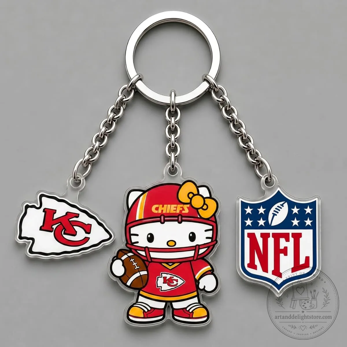 Kansas City Chiefs Hello Kitty NFL Triple Charm Keychain