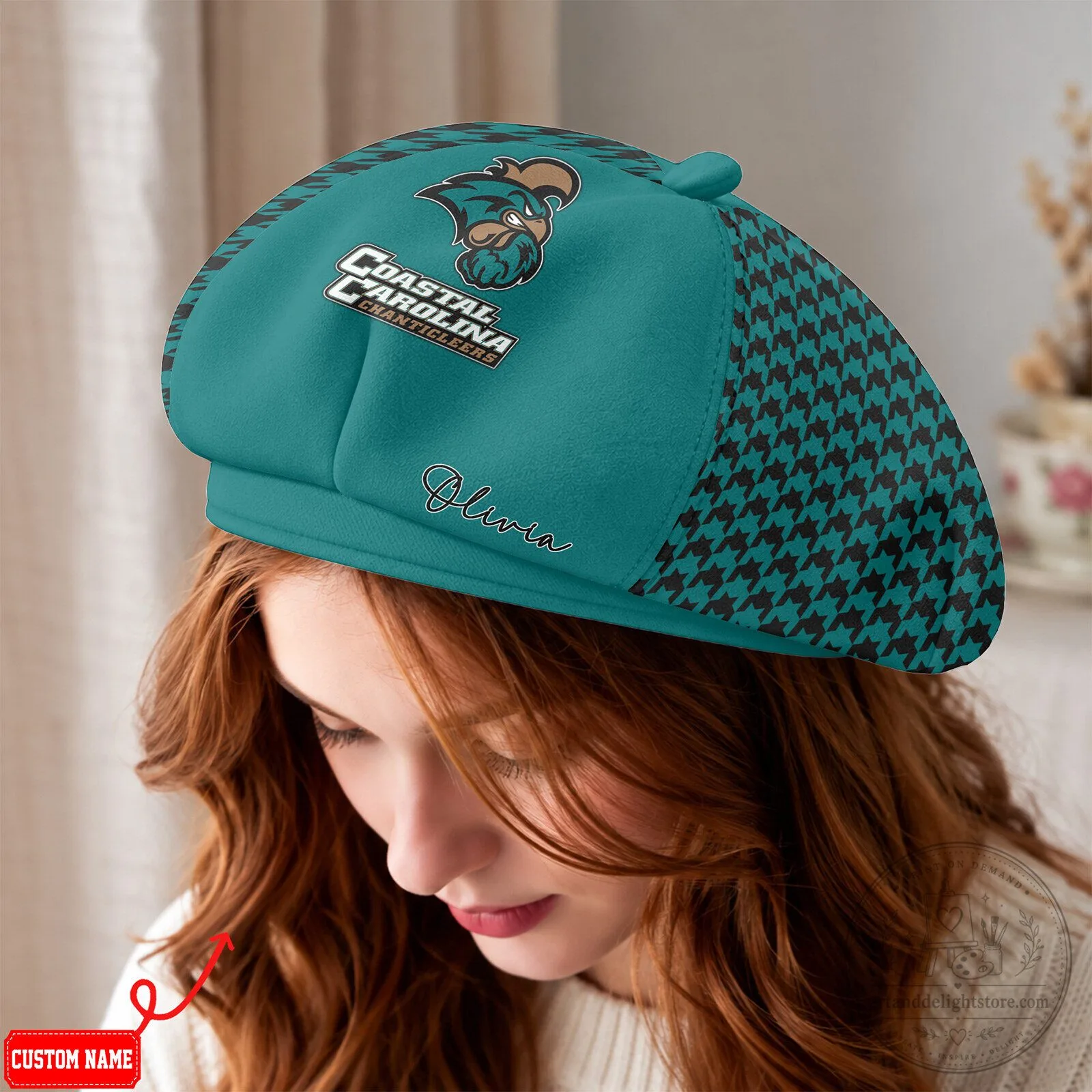 Coastal Carolina Chanticleers NCAA Women's Beret Hat with Custom Name