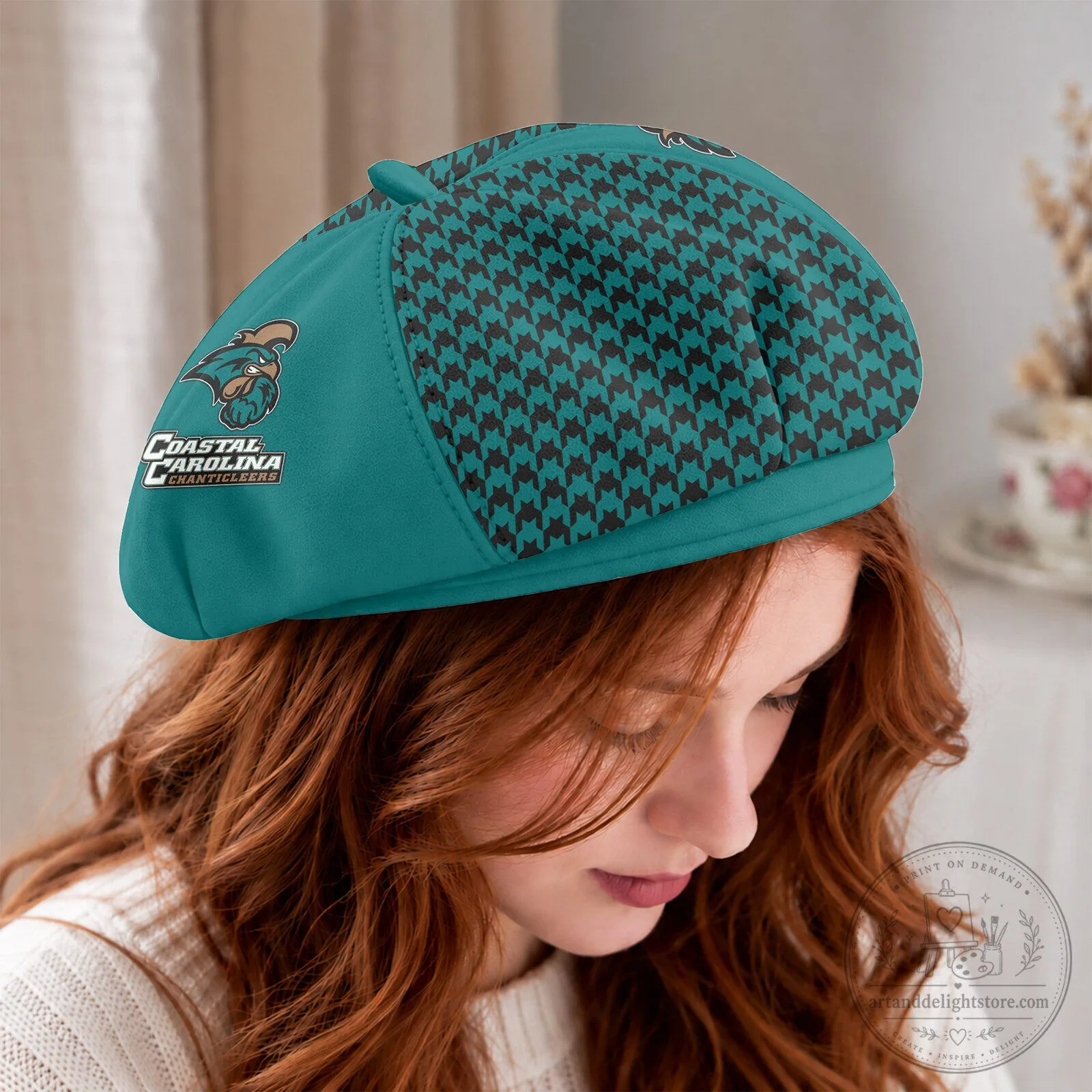 Coastal Carolina Chanticleers NCAA Women's Beret Hat with Custom Name 5 Coastal Carolina Chanticleers NCAA Women