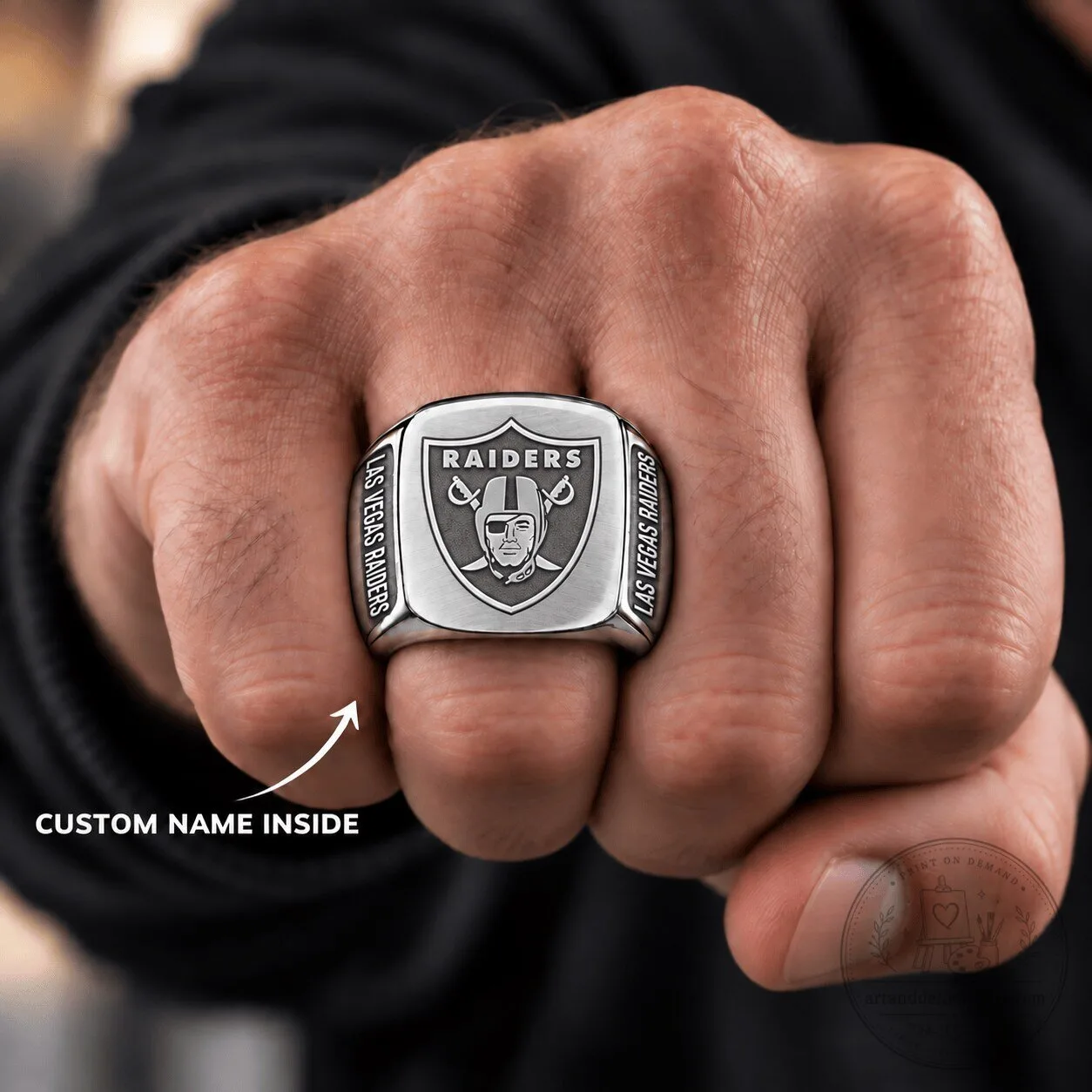 Custom Engraved Ring for the NFL Las Vegas Raiders Football Team