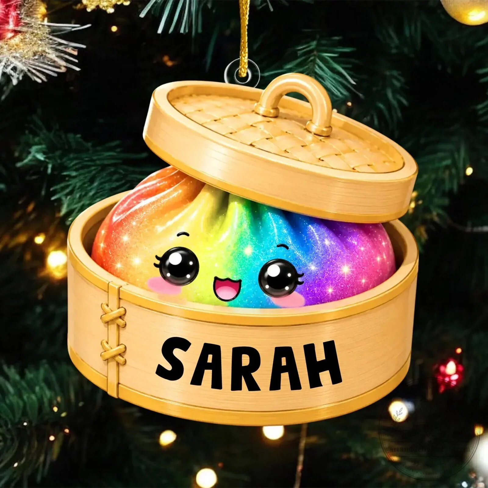 Personalized Rainbow Dumpling Christmas Tree Ornament