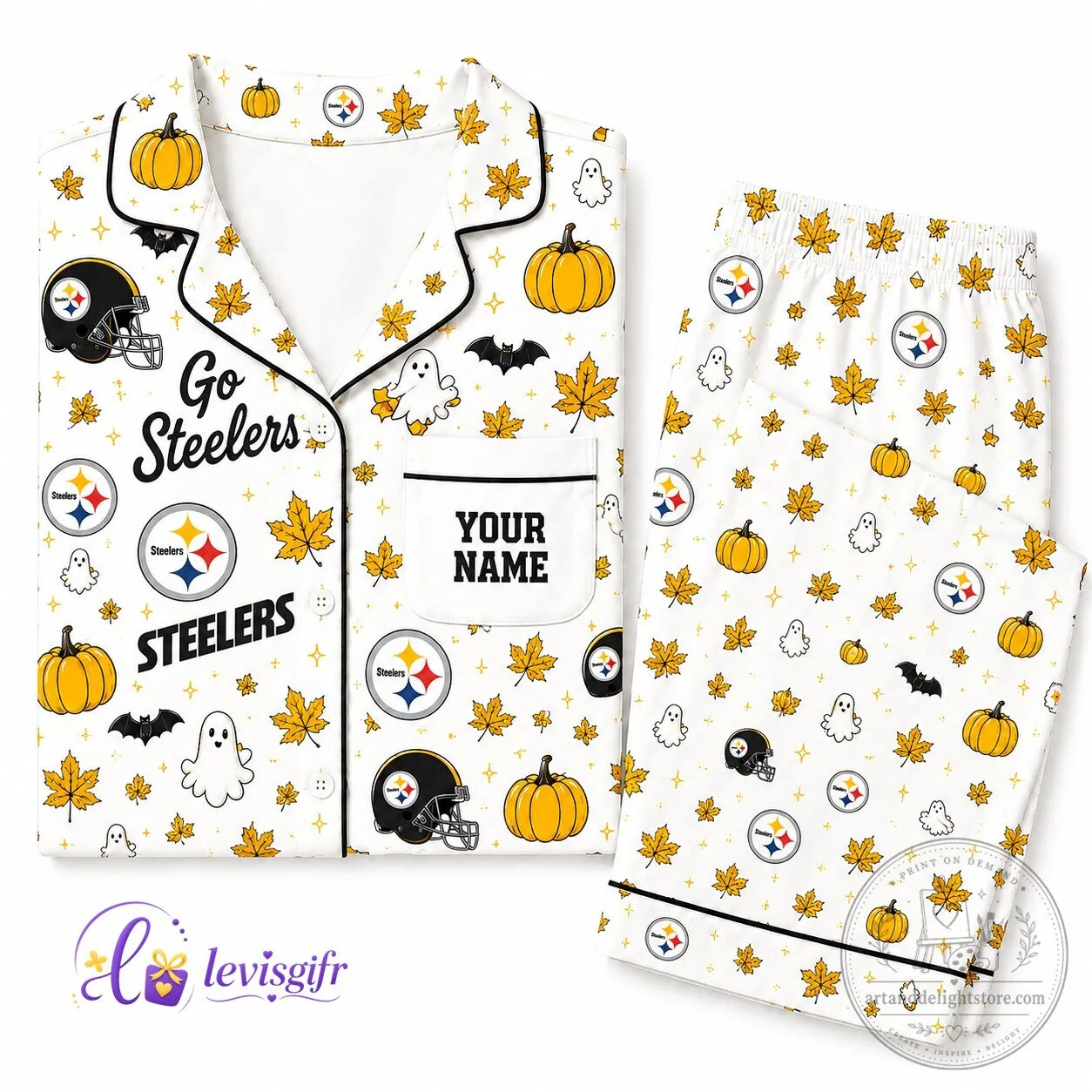 Pittsburgh Football Team Halloween Personalized Pajamas Set