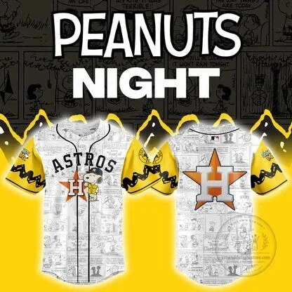 Houston Astros Baseball Peanuts Snoopy Charlie Brown Custom Baseball Jersey