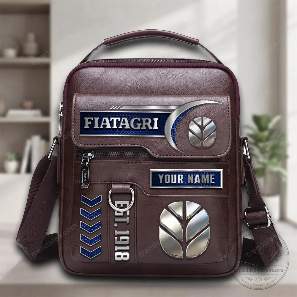 Fiatagri Tractor Logo Personalized Leather Shoulder Bag