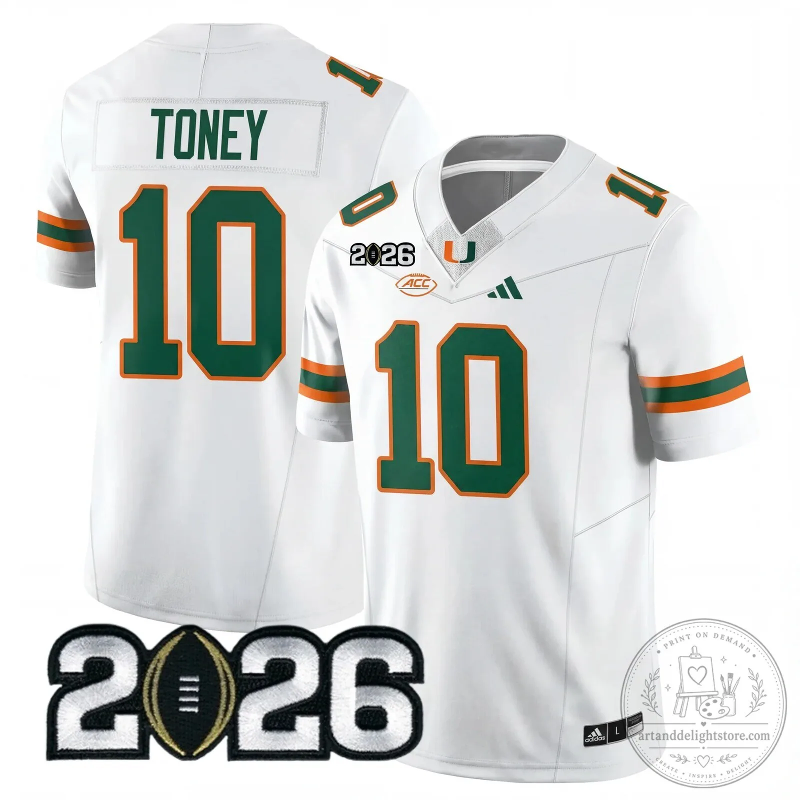 Miami Football College 2026 CFP Patch White Stitched Jersey