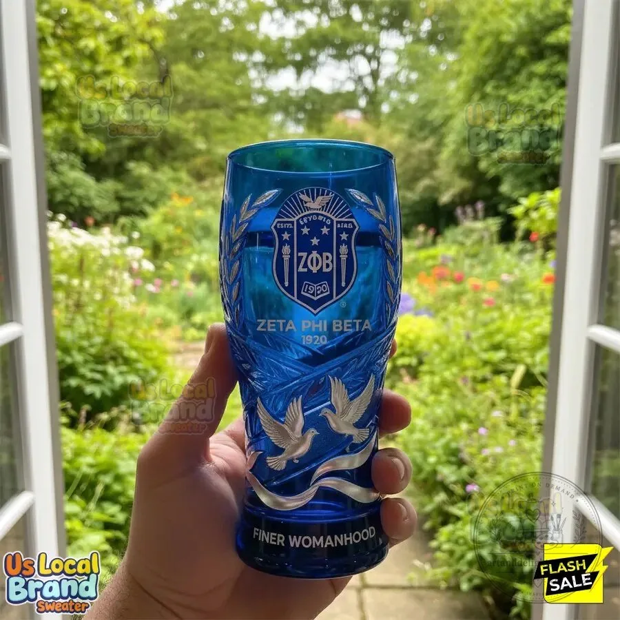 Zeta Phi Beta Sorority Royal Blue Finer Womanhood Drinking Glass