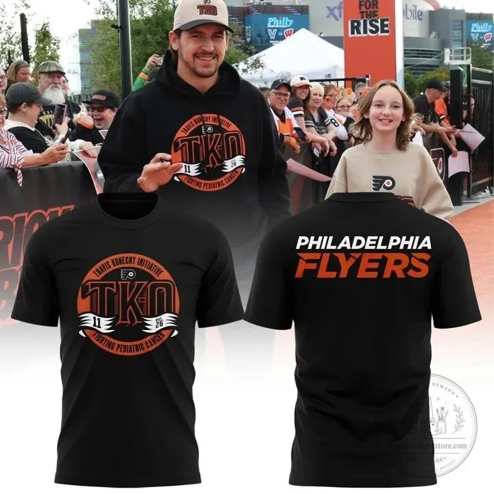 Travis Konecny T-Shirt for Philadelphia Flyers - TKO Initiative Against Pediatric Cancer 1 Travis Konecny T-Shirt for Philadelphia Flyers - TKO Initiative Against Pediatric Cancer
