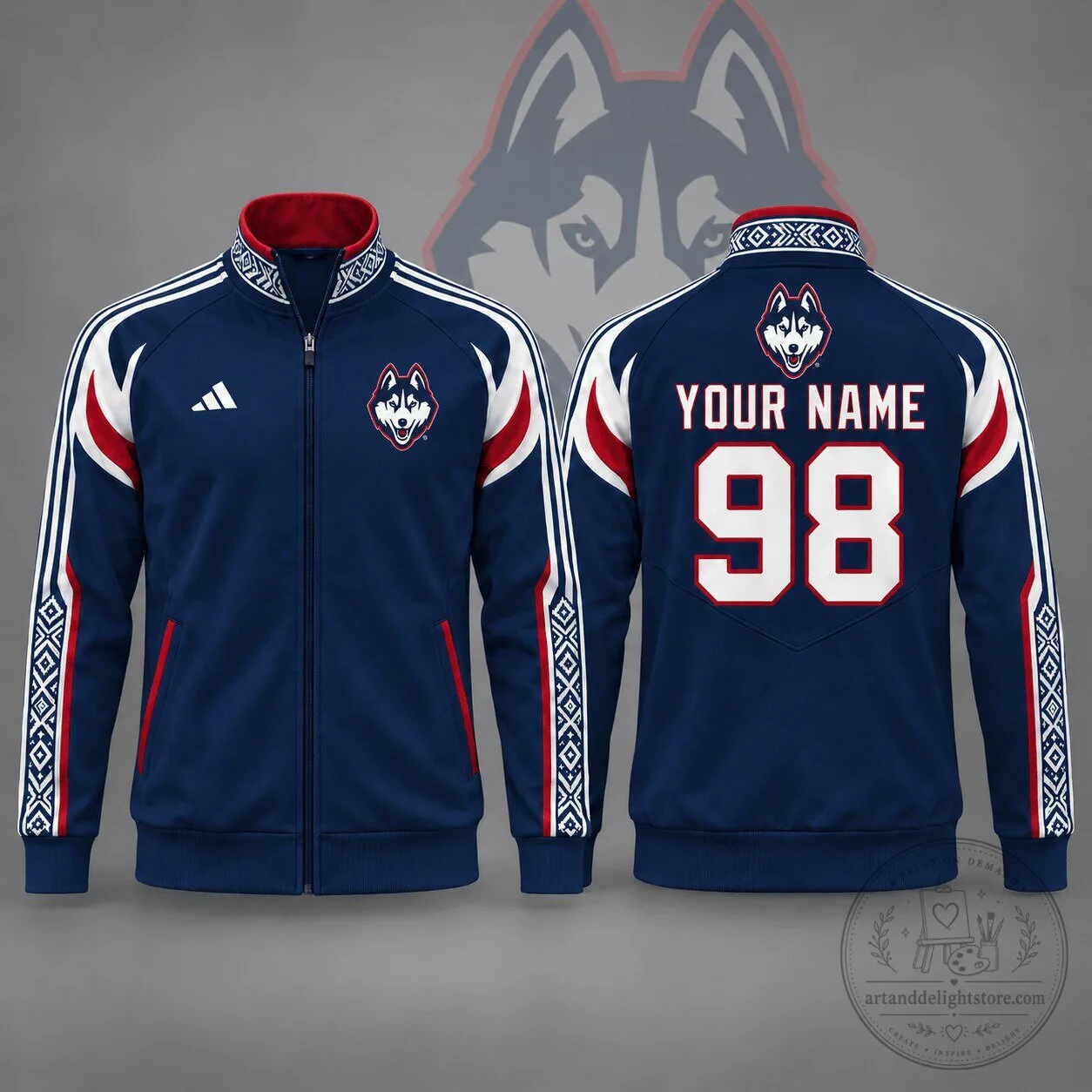 UConn Huskies Personalized Tradition Line Full Zip Track Jacket