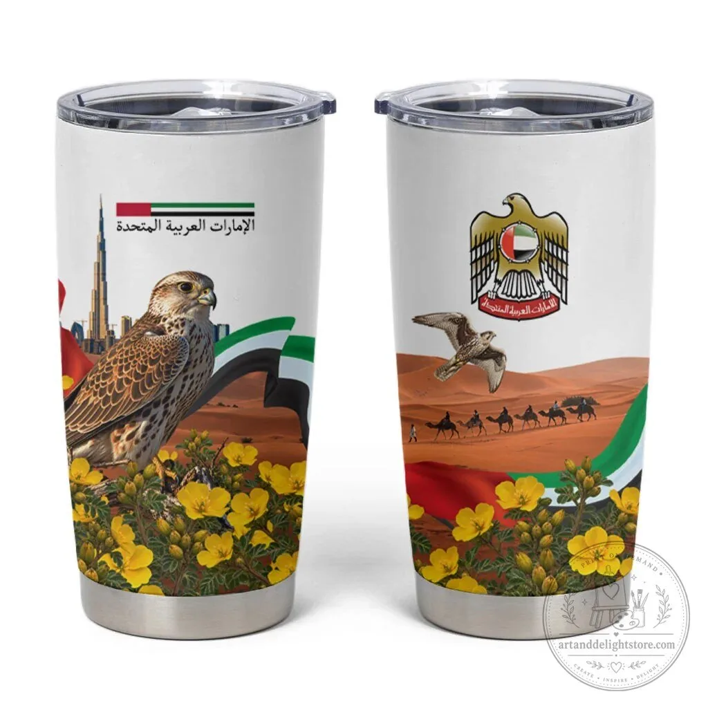 United Arab Emirates National Day Falcon Desert Landscape Tumbler